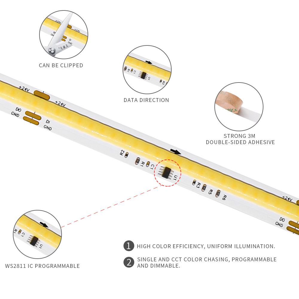 COB SPI WS2811 IC CCT LED Stri - Neopixel ulasan dan harga